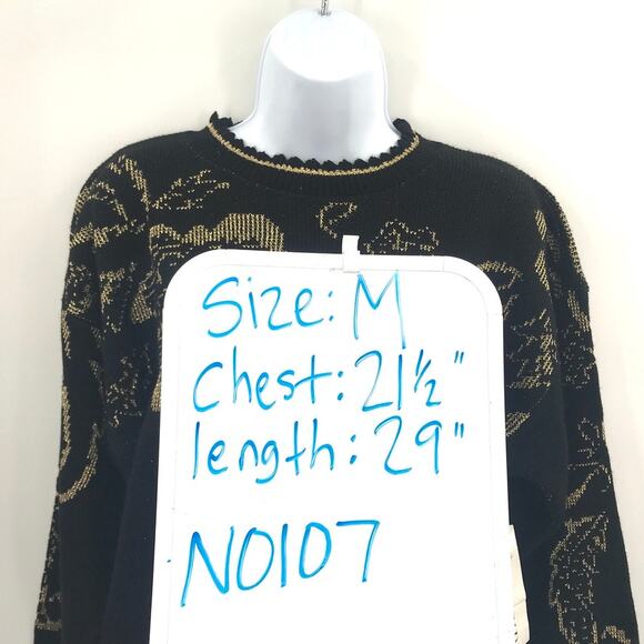 Ellen D. Vintage‎ Womens Sweater Floral Gold M USA - Picture 7 of 9